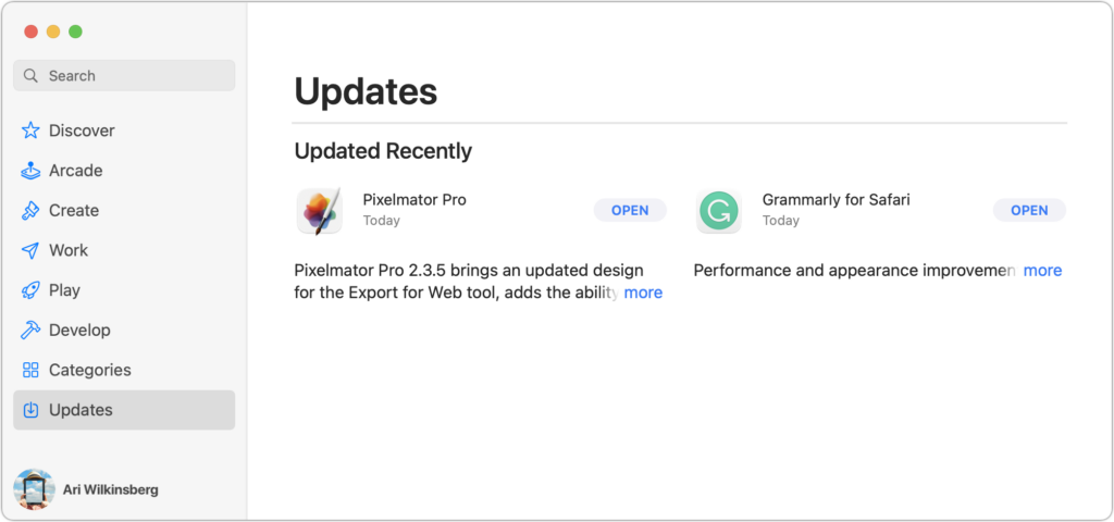 MacOS Updates App Store